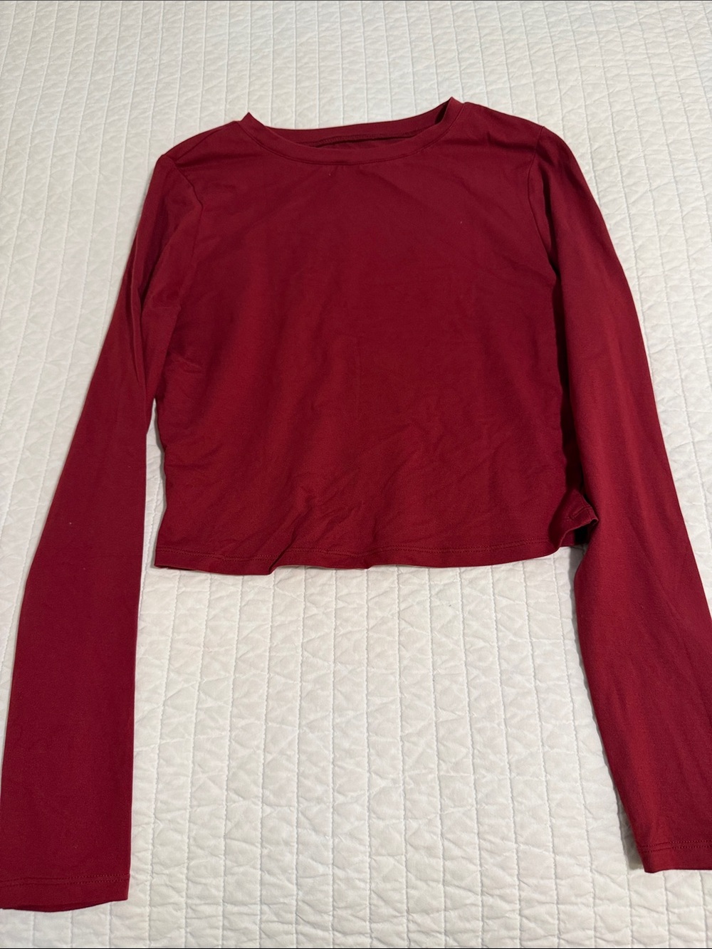 Women’s Long Sleeve Crop Top - Burgandy